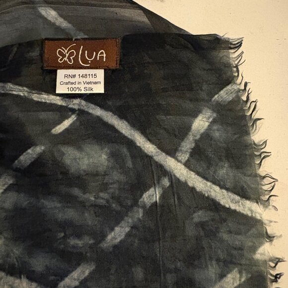 Lua Watercolor Silk Scarf Shibori tie-dye in dark indigo